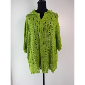 NWT Zara Open Knit Layering Piece Button Down Summer Cover Up Shirt M